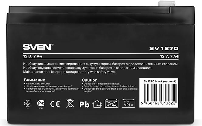 

Аккумулятор для ИБП Sven 12V7Ah [SV-0222007], Аккумулятор для ИБП Sven 12V7Ah SV-0222007