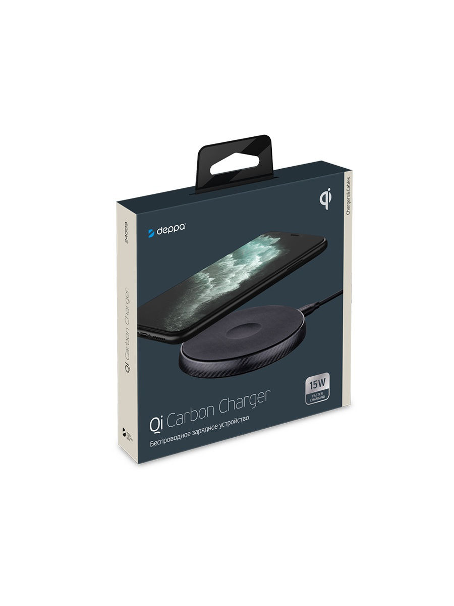 

Зарядное устройство Deppa Qi Fast Charger 15W Apple 7.5W черный/графит [24002], Qi Fast Charger 15W Apple 7.5W