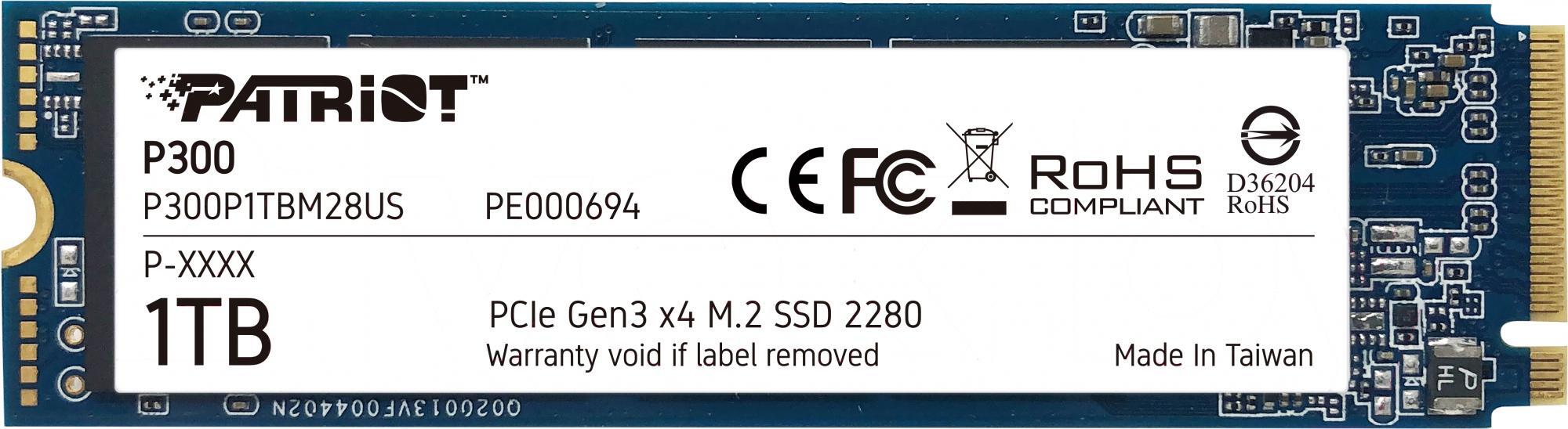 

SSD диск Patriot M.2 1.0Tb P300 [P300P1TBM28], Накопитель SSD Patriot P300P1TBM28