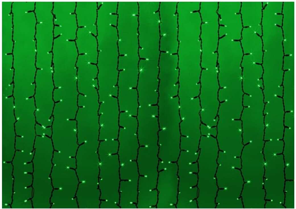 

Новогодняя гирлянда Neon-night Дождь 2x1.5m 360 LED Green [235-124], Гирлянда Светодиодный Дождь 2х1,5м, постоянное свечение, темно-зеленый провод, 220В, диоды ЗЕЛЁНЫЕ