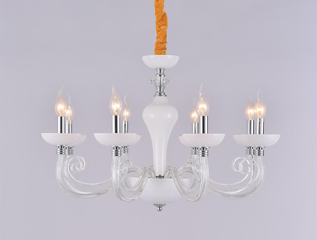 

Подвесная люстра NEWPORT D75*Н52 см Е14 8*60W Chrome White/Clear glass [12108/C], D75*Н52 см Е14 8*60W