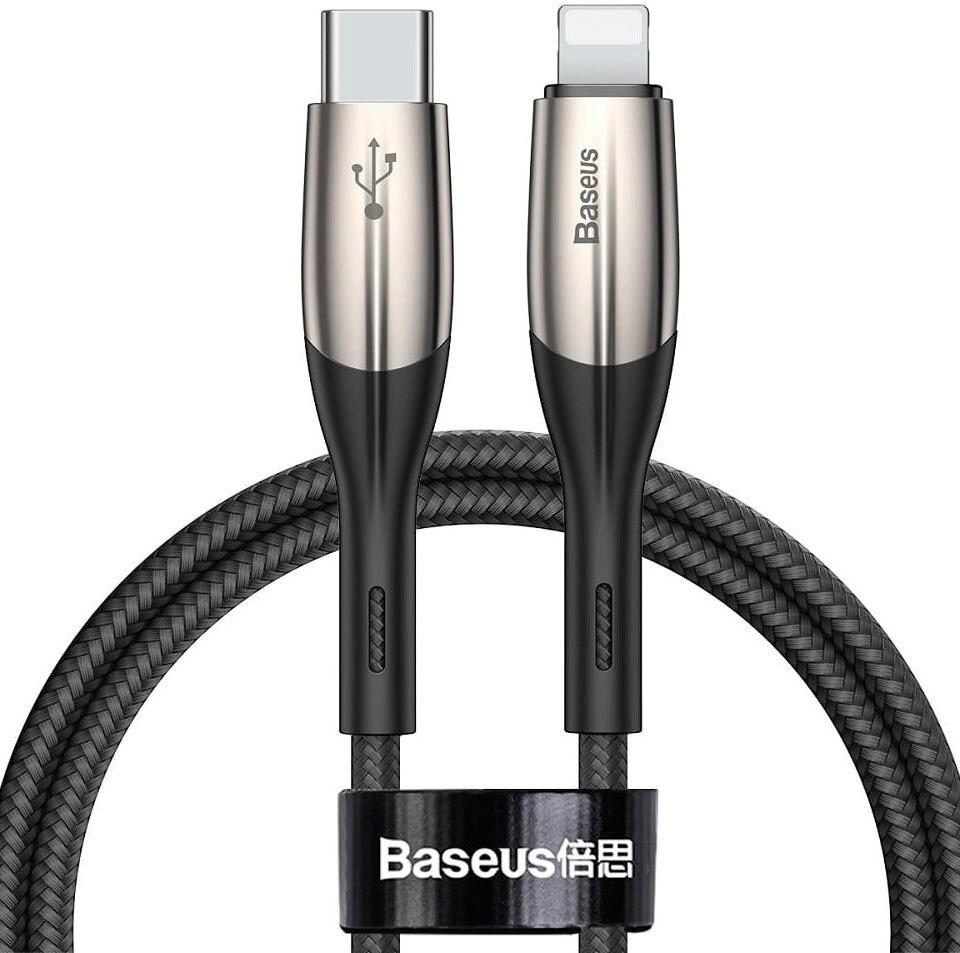 

Кабель для компьютера Baseus CATLSP-01, Кабель Baseus CATLSP-01 Horizontal Data Cable Type-C to Lightning PD 20W, цинковый сплав+нейлоновая оплётка, 1m Black Baseus Horizontal Data Cable Type-C to iP PD 20W 1m Black (CATLSP-01)