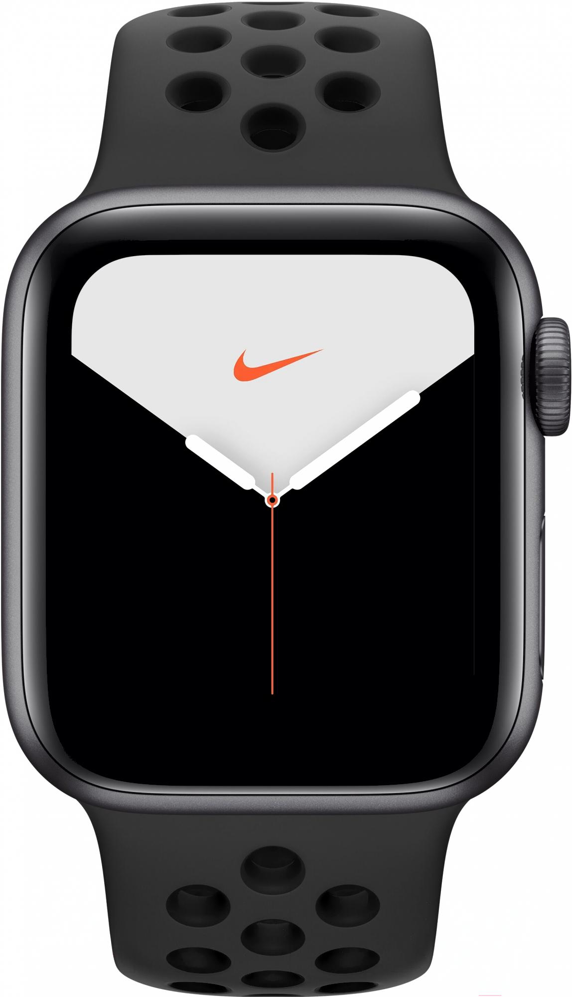 

Умные часы Apple Watch Series 5 Nike+ GPS 44 mm алюминий серый космос/антрацитовый, черный [MX3W2], Watch Series 5 Nike+ GPS 44 mm