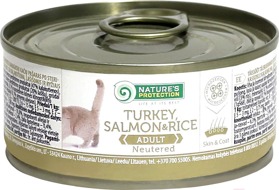 

Корм для кошек Nature's Protection Neutered после стерилизации с индейкой, лососем и рисом 100 г, Neutered после стерилизации с индейкой, лососем и рисом 100 г