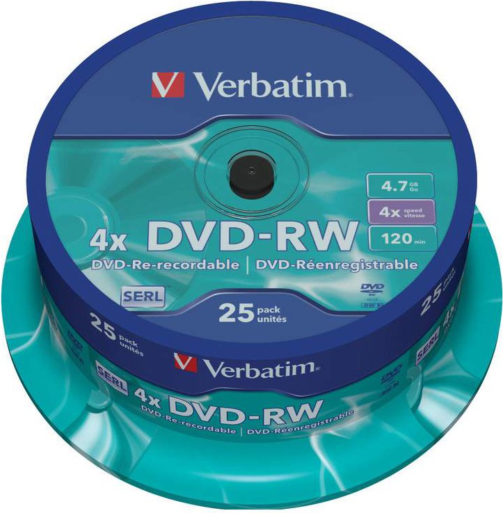 

Оптический диск Verbatim DVD-RW 4.7Gb 4x Cake Box 25 шт [43639], Диск DVD-RW Verbatim 4,7Gb 4x Cake Box (25шт) 43639