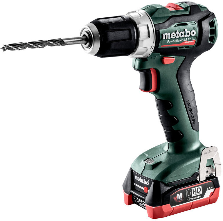 

Дрель-шуруповёрт Metabo PowerMaxx BS 12 BL 2х4.0 LiIon+кейс, Дрель-шуруповерт Metabo PowerMaxx BS 12 BL 601038800 (с 2-мя АКБ 4 Ah, кейс)