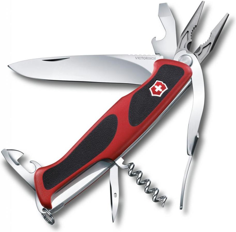 

Туристический нож Victorinox RangerGrip 74 14 функций карт. коробка красный/черный [0.9723.C], RangerGrip 74 14 функций карт. коробка