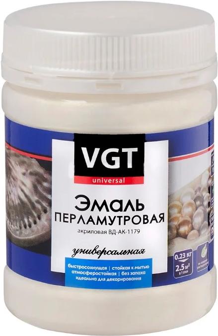

Эмаль VGT ВД-АК-1179 Универсальная Перламутровая 230 г (серебристо-белый)