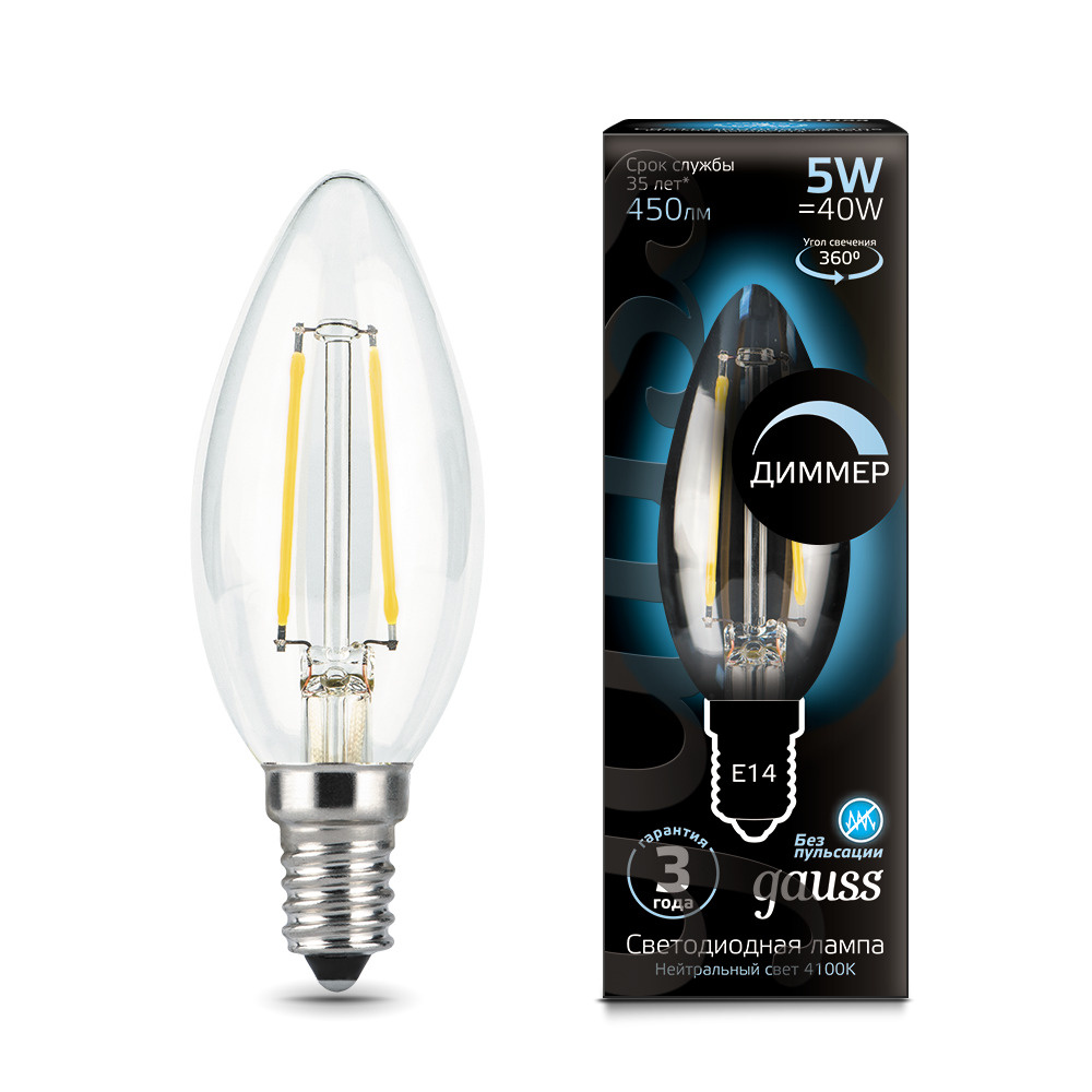 

Лампа Gauss LED Свеча [103801205-D], Светодиодная лампочка Gauss LED Свеча 103801205-D