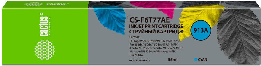 

Картридж струйный CACTUS CS-F6T77AE 913A голубой