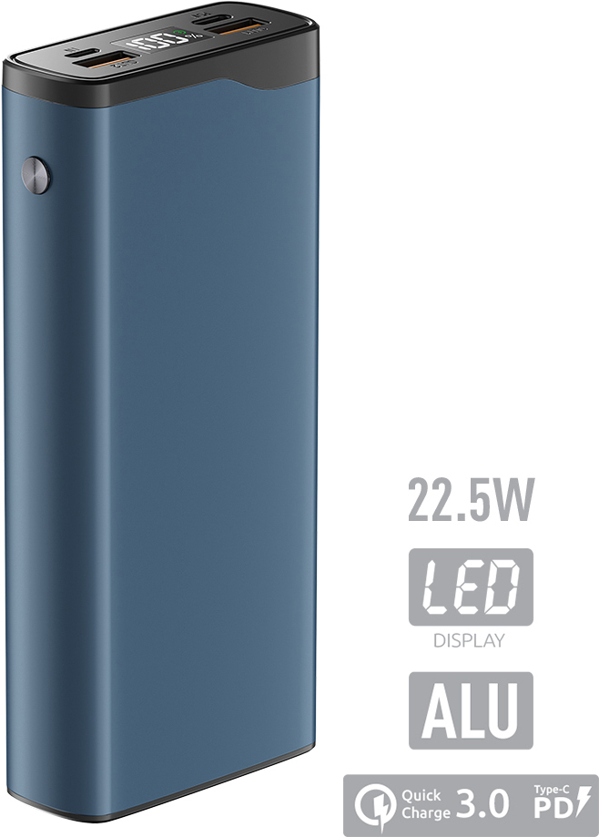 

Внешний аккумулятор Olmio QL-20 20000mAh голубой (043986)