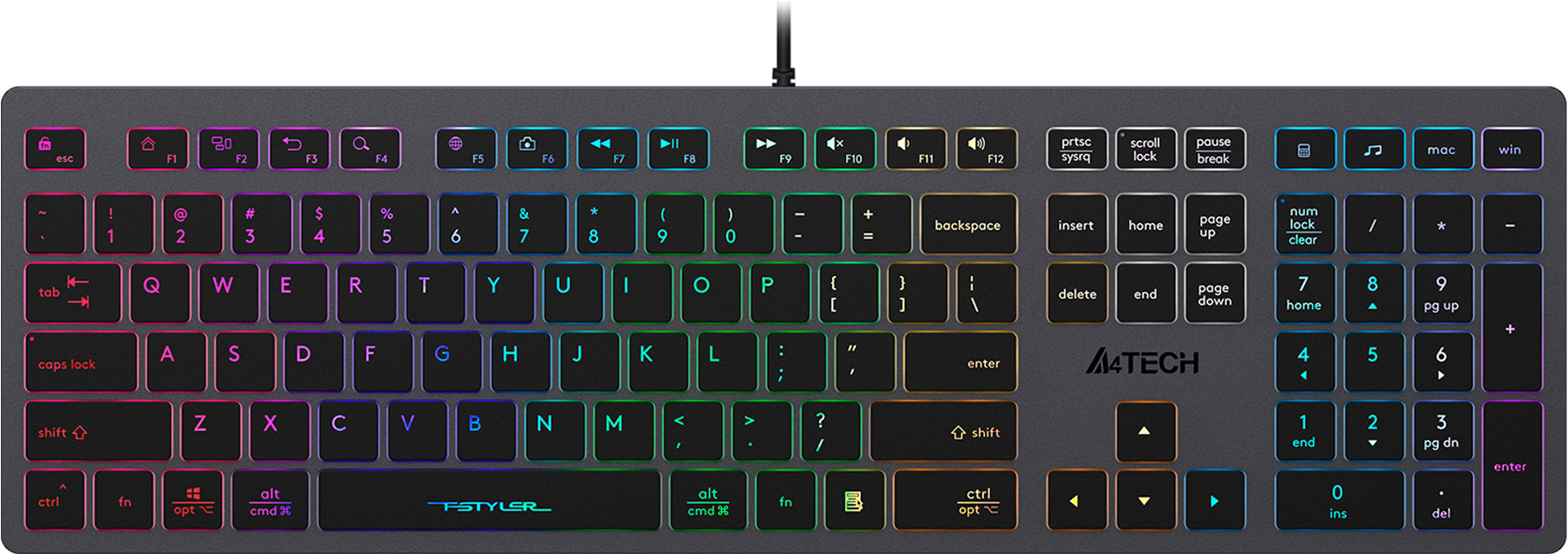 

Клавиатура A4Tech Fstyler серый (FX60H)