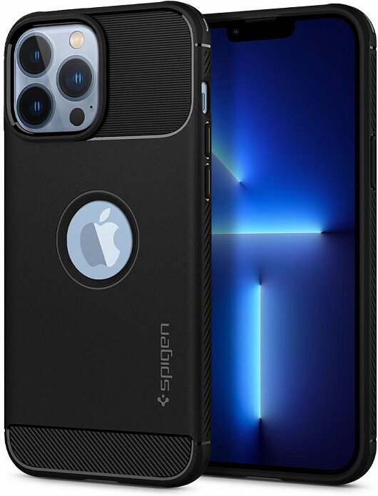 

Чехол для iPhone 13 Pro гелевый Spigen Rugged Armor черный