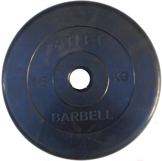 

Диск для штанги Atlet MB Barbell d51 мм 15 кг черный, Диск для штанги MB Barbell Atlet d51мм 15кг черный