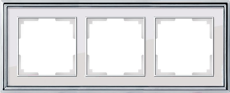 

Рамка для выключателя и розетки Werkel Palacio 3 поста WL17-Frame-03 хром/белый [a037694], Palacio 3 поста WL17-Frame-03