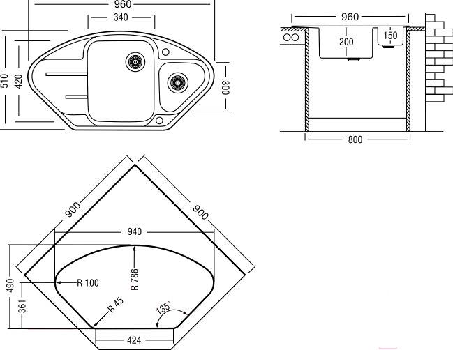 

Кухонная мойка Longran Lotus LTG960.510 15 арена, Lotus LTG960.510 15