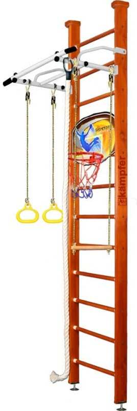 

Шведская стенка Kampfer Helena Ceiling Basketball Shield №4 Высота 3 м турник вишневый/белый антик