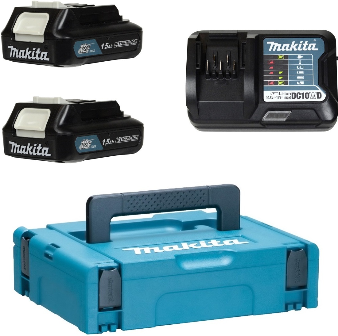 

Аккумулятор Makita Комплект 12.0 В BL1016 2 шт. + зарядное устройство DC10WD в кейсе (Набор BL1016 12.0V 1,5 Ah 2 шт. + DC10WD) [197644-6], Аккумулятор с зарядным устройством Makita BL1016 + DC10WD (12В/1.5 Ah + 10.8-12В)