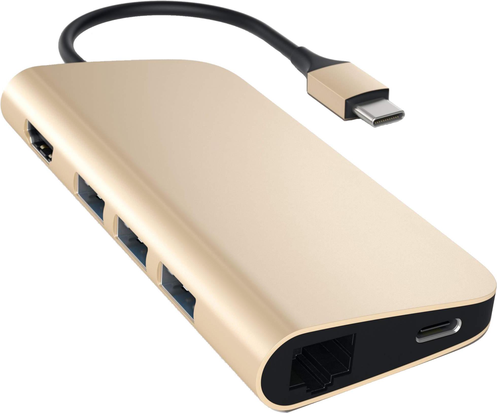 

Адаптер Satechi Aluminum Multi-Port Adapter 4K with Ethernet золотой [ST-TCMAG], Aluminum Multi-Port Adapter 4K with Ethernet