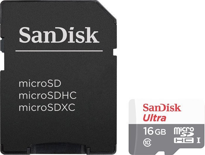 

Карта памяти SanDisk Ultra microSDHC 16GB UHS-I/U1 + адаптер [SDSQUNB-016G-GN3MA], Ultra microSDHC 16GB UHS-I/U1 + адаптер