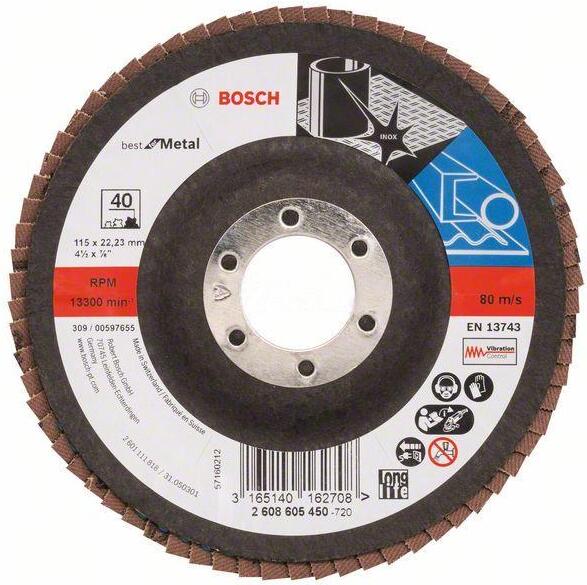 

Шлифовальный круг Bosch Blue Metal-top D115 22,23 40 мм [2.608.605.450], Шлифовальный круг Bosch Blue Metal-top D115 22,23 40 мм 2.608.605.450