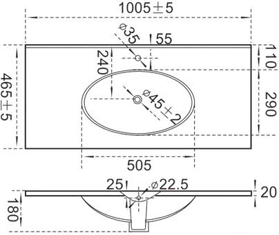 

Умывальник CeramaLux NYJ9100F, NYJ9100F