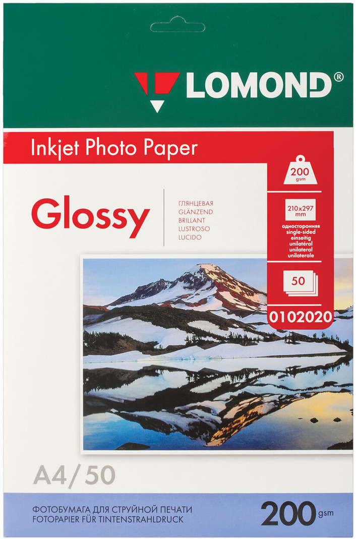 

Фотобумага Lomond Глянцевая A4 200 г/кв.м. 50 листов (0102020), Фотобумага Lomond 0102020