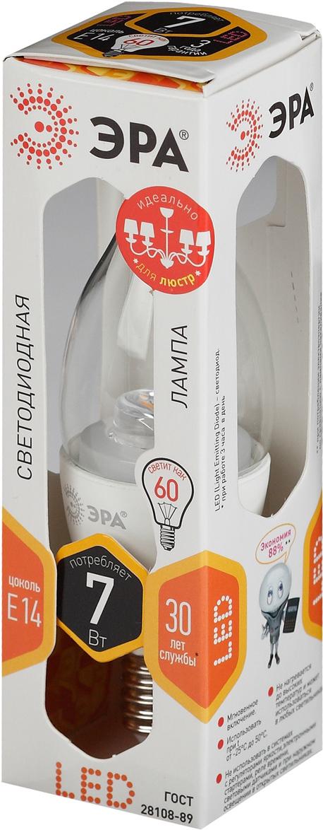 

Светодиодная лампа ЭРА BXS E14 7 Вт 2700 К [BXS-7w-827-E14-Clear], LED smd BXS-7w-827-E14-Clear
