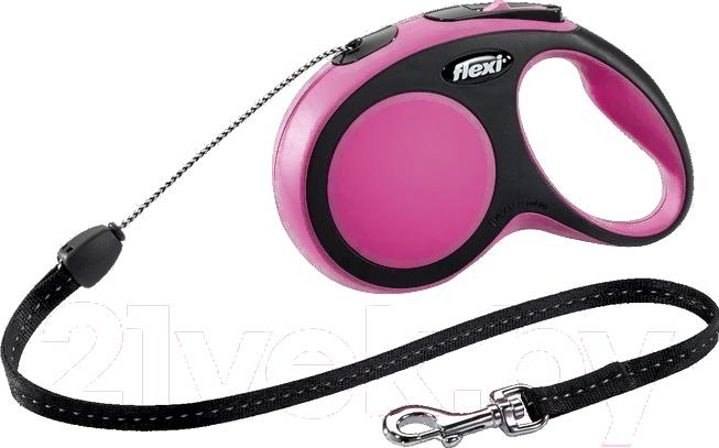 

Поводок-рулетка Flexi New Comfort M 5m трос розовый, New Comfort M 5m трос