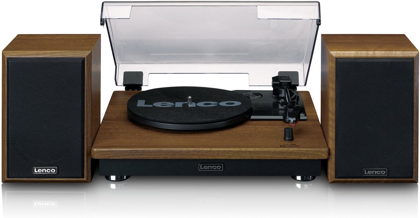 

Виниловый проигрыватель Lenco c Bluetooth и комплект динамиков [LCLS-100WD], Виниловый проигрыватель Lenco c Bluetooth и комплект динамиков LS-100