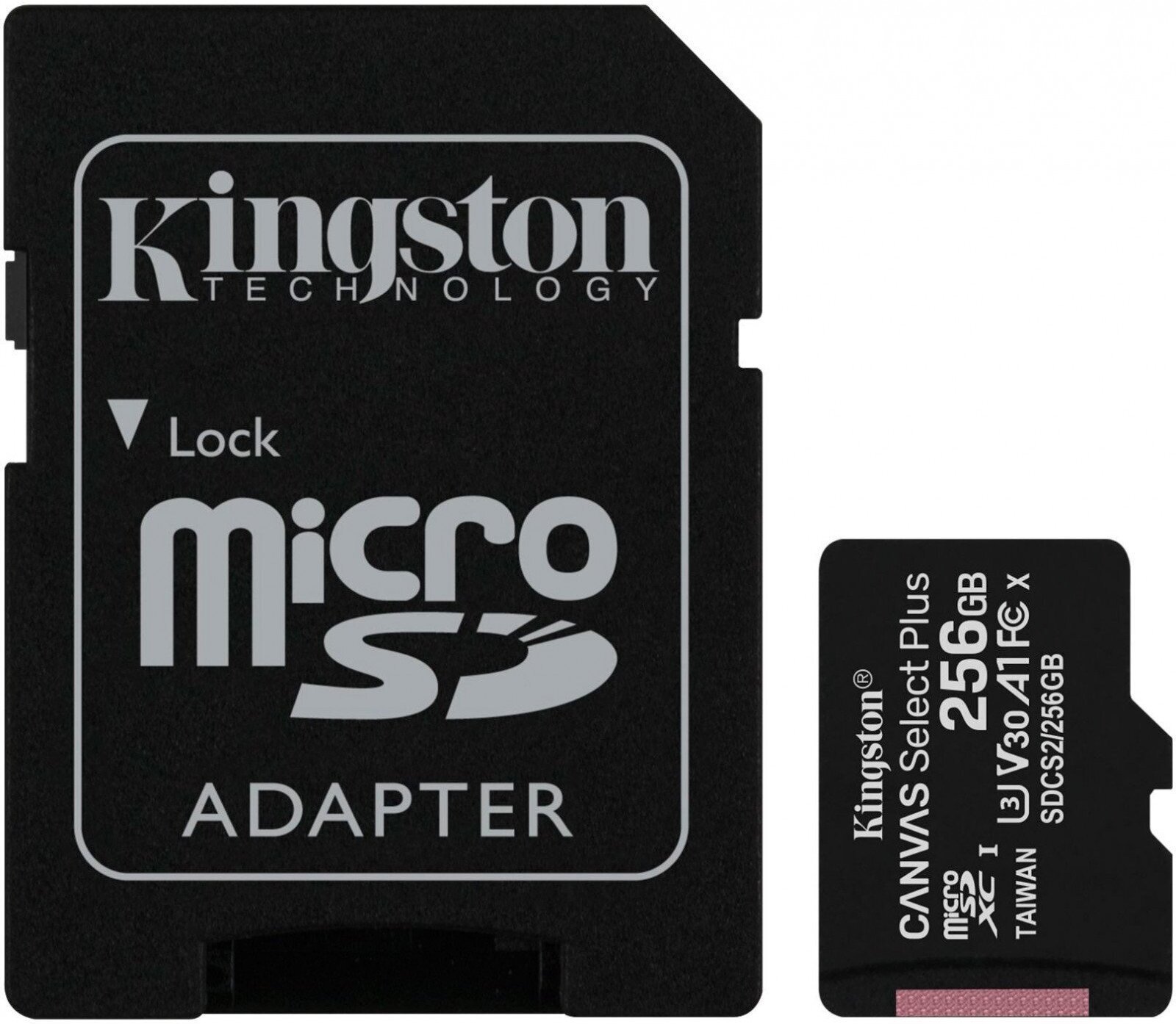 

Карта памяти Kingston microSDHC 256GB microSDXC Class10 UHS-I Canvas Select up 100MB/s [SDCS2/256GB], Карта памяти SDHC-micro 256GB Kingston SDCS2/256GB