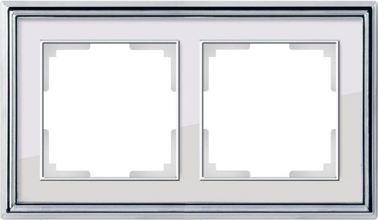 

Рамка для выключателя и розетки Werkel Palacio 2 поста WL17-Frame-02 хром/белый [a037693], Palacio 2 поста WL17-Frame-02