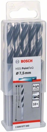

Сверло Bosch HSS PointTeQ 7,5 мм DIN 338 10 шт [2.608.577.243], Сверло Bosch HSS PointTeQ 7,5 мм DIN 338 10 шт 2.608.577.243