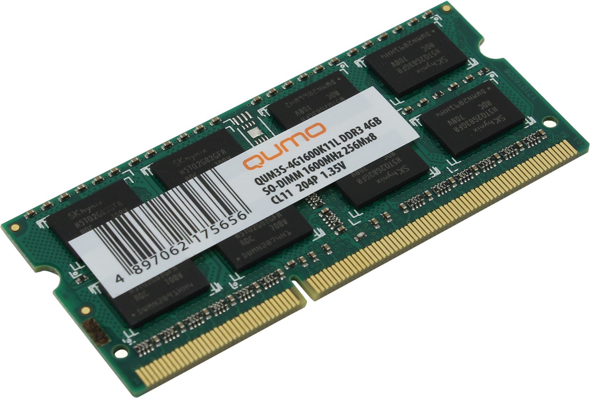 

Оперативная память QUMO DDR3 SODIMM 4GB PC3-12800 [QUM3S-4G1600K11L], Оперативная память QUMO DDR3 SODIMM 4GB PC3-12800 QUM3S-4G1600K11L