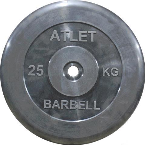 

Диск для штанги MB Barbell Atlet d26 мм 25 кг черный, Atlet d26мм 25кг
