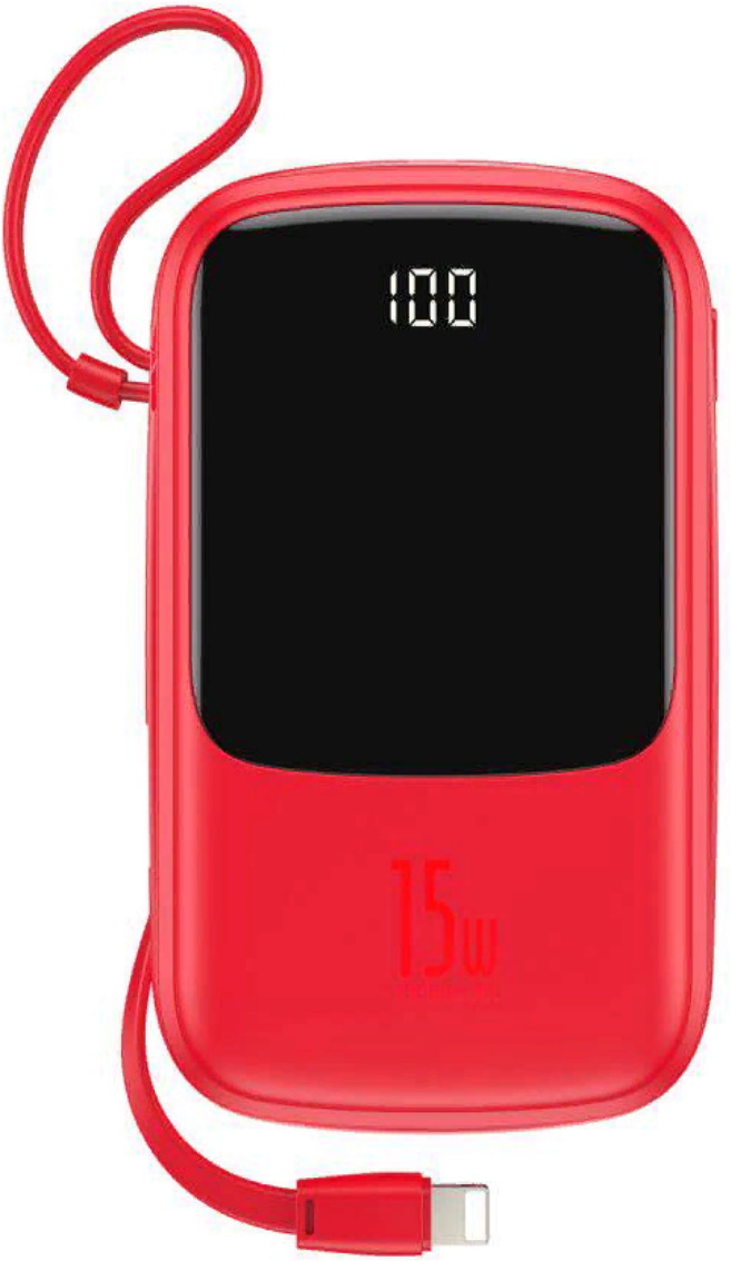 

Внешний аккумулятор Baseus PPQD-A09 Q pow Digital Display 3A Power Bank 10000mAh 15W (с кабелем Type-C) Red