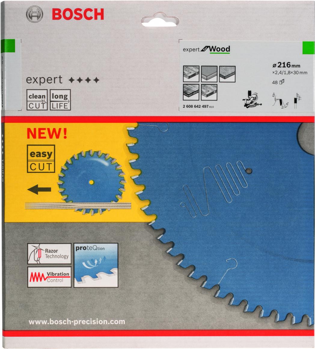 

Диск пильный Bosch Expert for Wood 216x30x2.4/1.8 48T ATB neg [2.608.642.497], Expert for Wood 216x30x2.4/1.8 48T ATB neg