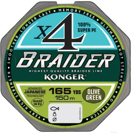 

Плетеная леска KONGER BRAIDER X4 150 м 0,04 мм Olive green [250146004], Плетеная леска KONGER BRAIDER X4 150 м 0,04 мм 250146004 Olive green