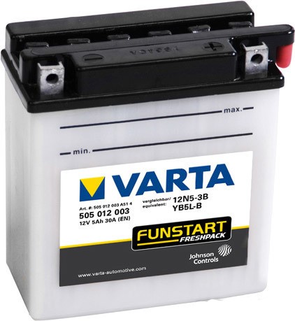 

Аккумулятор Varta 12N5-3B YB5L-B 5 А/ч [505012003], 12N5-3B YB5L-B 5 А/ч