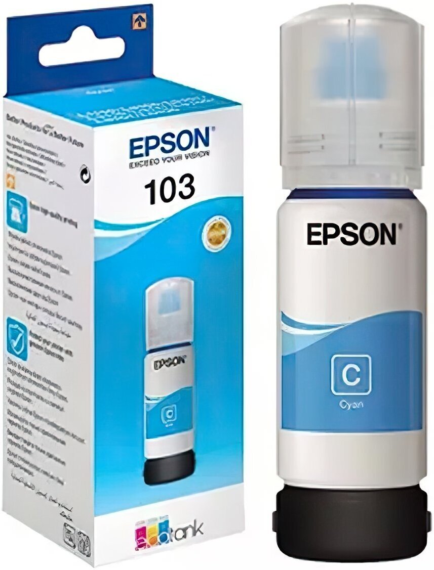 

Чернила Epson C13T00S24A, Картридж струйный Epson 103C C13T00S24A голубой для Epson L3100/3110/3150