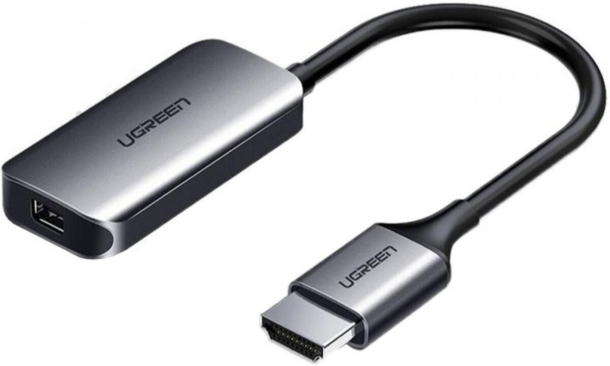 

Кабель для компьютера Ugreen 60352, Переходник UGREEN CM239-60352 HDMI (M) to Mini DisplayPort (F), HDMI 1.4 DP 1.2 разрешение: 4K@30Hz/1080P@60Hz порт питания Micro USB Корпус из алюминиевого сплава UGREEN HDMI to Mini DP M/F Adapter CM239 (60352)