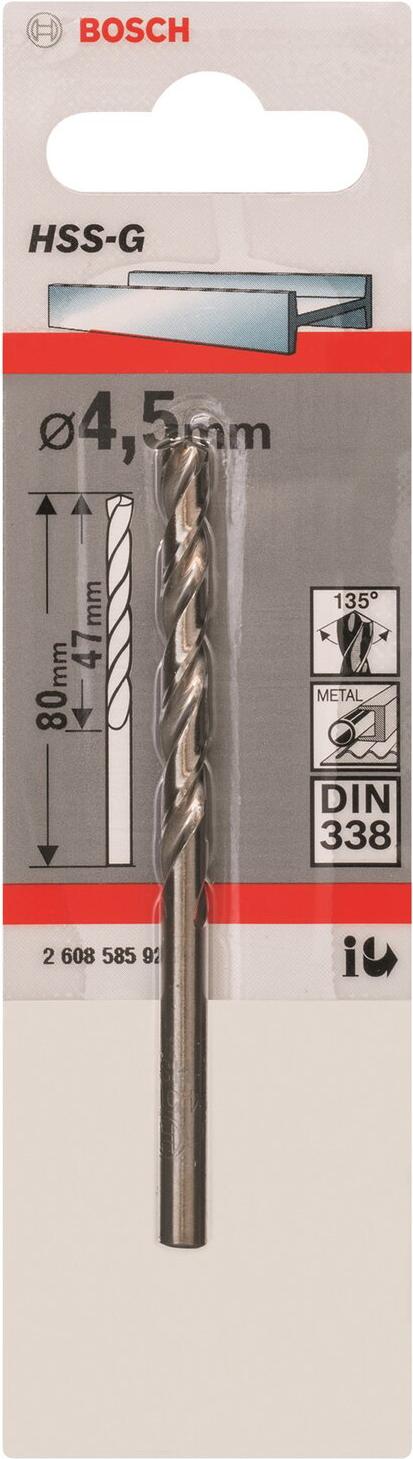 

Сверло Bosch HSS-G 4.5мм [2.608.585.920], HSS-G 4.5мм