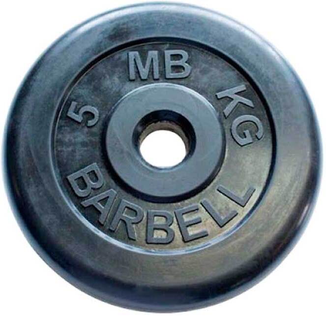 

Диск для штанги MB Barbell d51 мм 5 кг черный, Диск для штанги MB Barbell d51мм 5кг черный