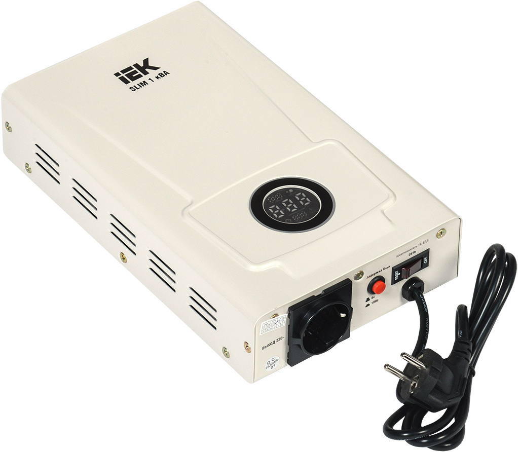 

Стабилизатор напряжения IEK IVS22-1-001-09, Стабилизатор напряжения IEK Slim 1кВА