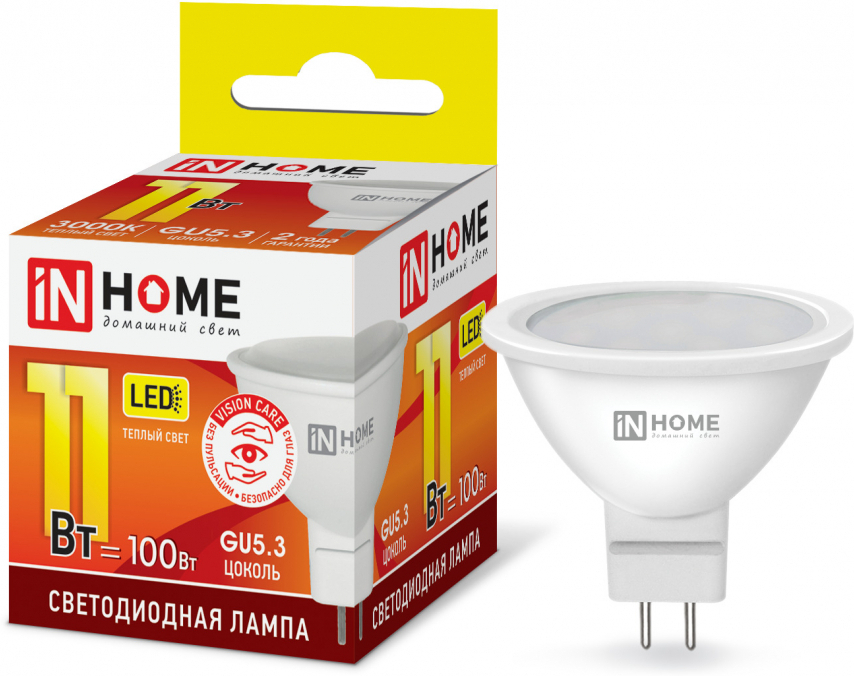 

Светодиодная лампа In Home LED-JCDR-VC GU5.3 11W 230V 3000K 820Lm [4690612020341], Светодиодная лампочка In Home LED-JCDR-VC GU5.3 11W 230V 3000K 820Lm 4690612020341