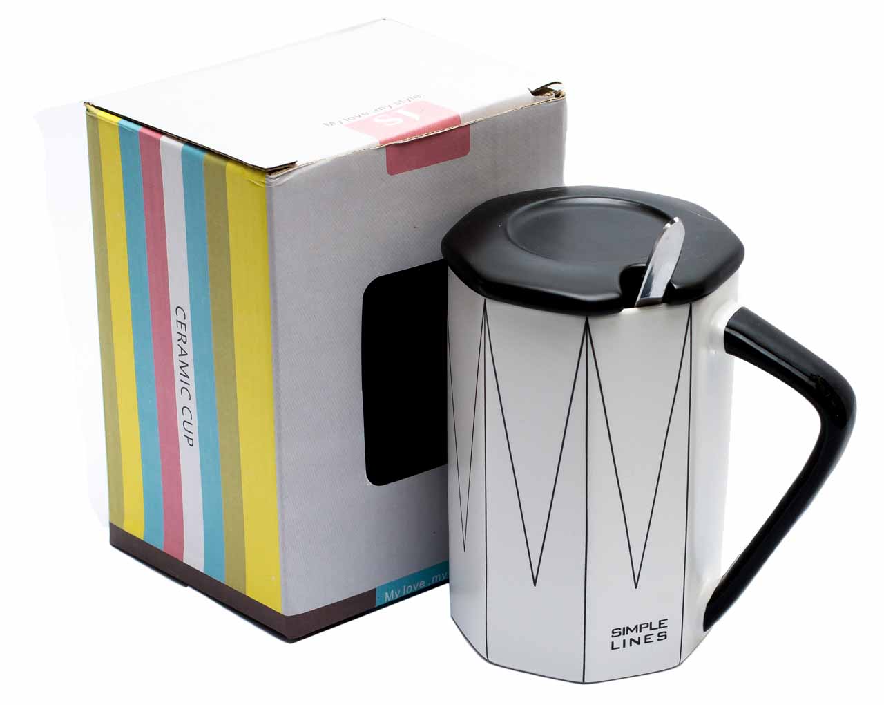 

Кружка с ложкой Мон Ами MUG-186 с крышкой 500мл, MUG-186 с крышкой 500мл