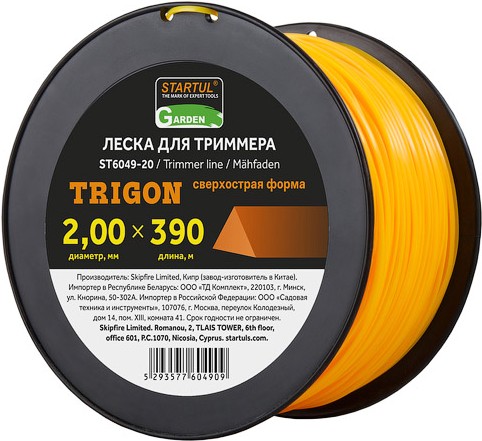 

Леска для триммера Startul ST6049-20, Startul Леска ф 2.0 х 390 м треугольное сечение Garden ST6049-20