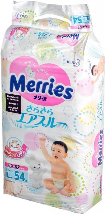 

Подгузники Merries L (54 шт), L (54 шт)