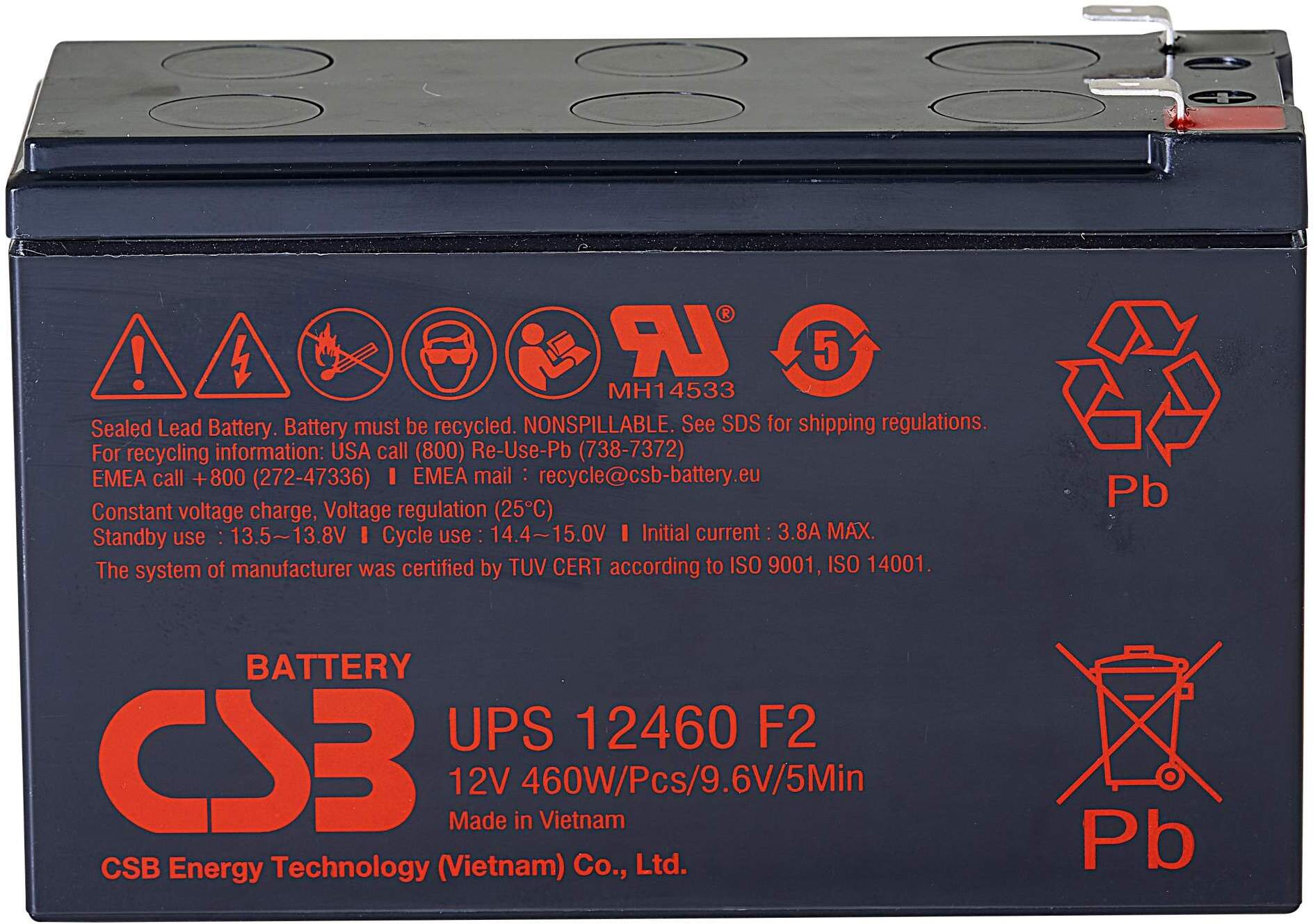 

Аккумулятор для ИБП CSB UPS12460 F2 12В 9Ач