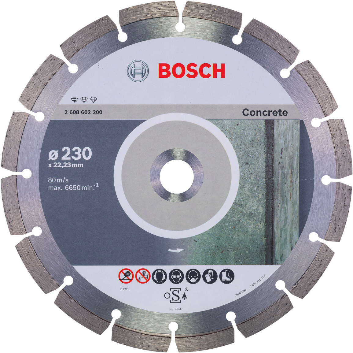 

Алмазный диск Bosch Standard 2.608.602.200, Bosch 230х22мм Standard for Concrete 2608602200